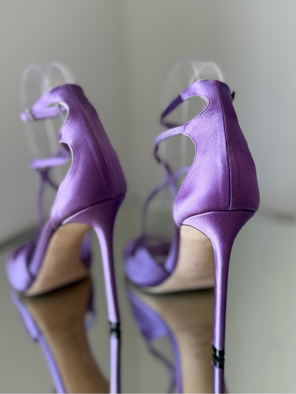 Like new JIMMY CHOO Azia 110 Wisteria Satin Sandals 37.5 - Picture 7 of 15